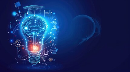 Wall Mural - Brain in Light Bulb: Knowledge and Innovation