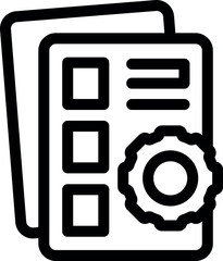 Poster - Line icon representing the project management development process, with a cogwheel symbolizing settings