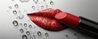 © Oli_Art_Studio - Close-up of vibrant red lips with lipstick and water droplets on a glossy background, highlighting beauty and makeup aesthetics.