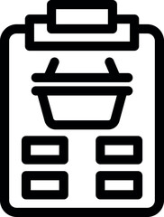 Poster - Black outline icon representing a clipboard with a grocery basket and a shopping list