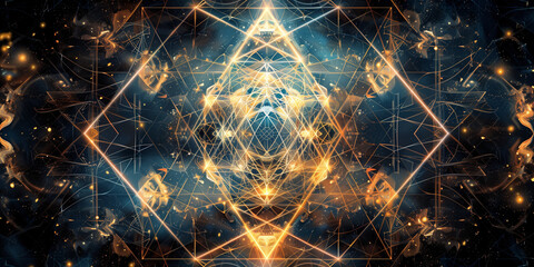 Poster - Abstract sacred geometry symbols. Energy with divine inspiration. Sacred geometry background