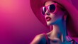 © Anastasija - Elegant Lady in Wide Brimmed Hat: Retro Fashion Concept - Party and Vacation Banner