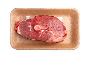 Wall Mural - Raw mutton leg fillet isolated, lamb meat pieces, tenderloin or mutton sirloin meat. Fresh sheep fillet