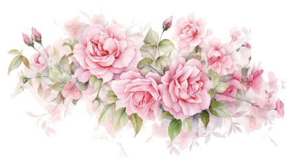 Sticker - PNG Garland rose painting pattern flower.