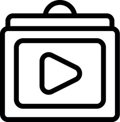 Poster - Simple black and white icon of a video player interface, showing a play button