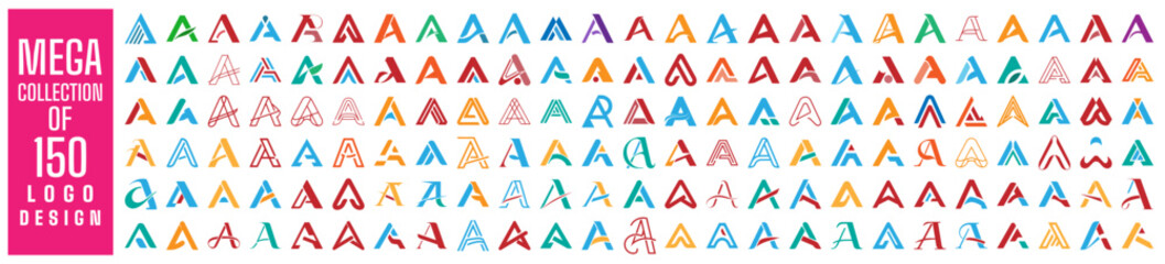 Poster - Mega collection of 150 initial A logo design vector illustration. Used for company identity
