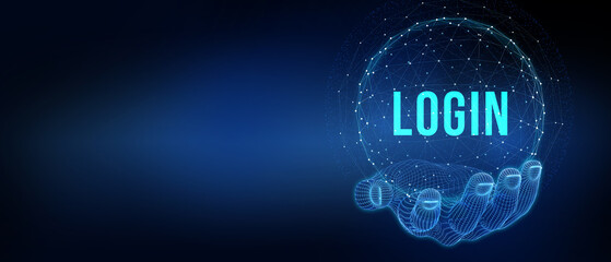 Wall Mural - Concept of login. Business, Technology, Internet and network concept. 3d illustration