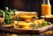© Yaraslava - deliciously gooey grilled cheese sandwich oozing melted cheddar,
