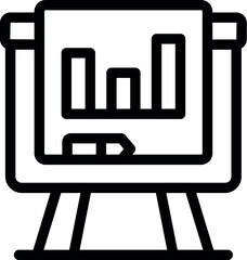 Poster - Line icon of a flipchart showing growing bars, suitable for business and finance concepts