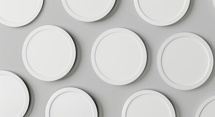 Poster - Set of empty white round paper sticker labels isolated on white background