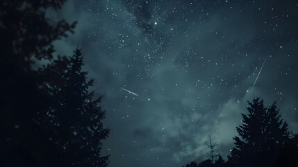 A breathtaking view of a starry night sky with shooting stars, perfect for dreamy and imaginative designs. 