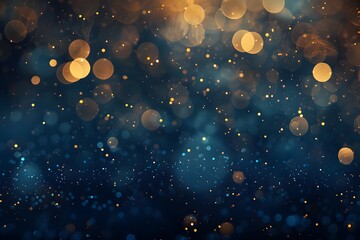Poster - Dark background with bokeh lights and glitter, blue and gold colors