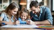 © Nany - Child drawing pictures at home with parents