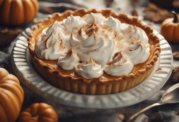 Wall Mural - heavenly pumpkin pie with a dollop of whipped cream