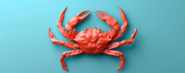 Wall Mural - Cancer crab flat design, top view, ocean theme, 3D render, Triadic Color Scheme