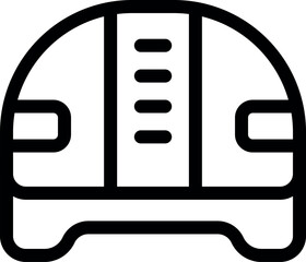 Poster - Black outline icon of a construction helmet, symbolizing safety and protection on job sites
