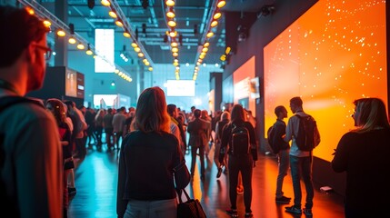 Poster - High Energy Tech Conference with Interactive Exhibits and Networking Attendees