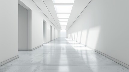 Wall Mural - Modern white background. Empty Long Light Corridor. 