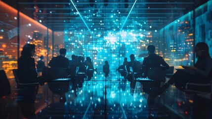 Poster - futuristic holographic interface enhancing business and data visualization