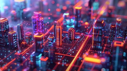 Poster - Vibrant Smart City with Connected IoT Devices and Autonomous Vehicles Showcasing Urban Innovation