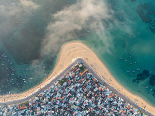 Wall Mural - Aerial view of Hon Kho island, Quy Nhon, Vietnam. Vietnam coastline in beautiful sunny day