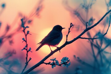 Sticker - Bird Silhouette at Sunset