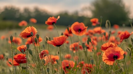 Wall Mural - Poppy Field in Summer.