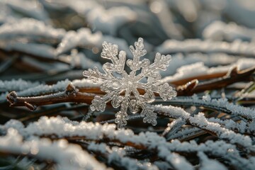 Poster - Snowflake on Frosty Branches