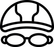 © ylivdesign - Simple swimming cap and goggles icon representing water sports and competition