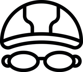 Poster - Simple swimming cap and goggles icon representing water sports and competition