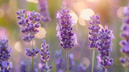 Poster - Lavender Flowers in Soft Sunlight.