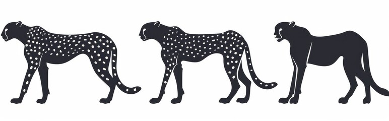 An isolated background with leopard silhouettes, a pack of modern silhouette designs