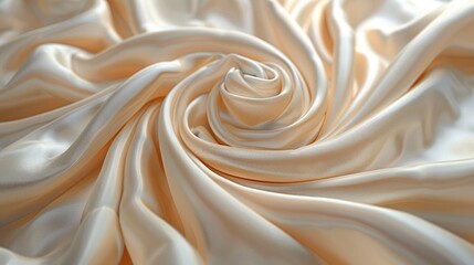 Poster - Close-up of beige fabric folds, rich textures, soft and silky surface, detailed view, elegant and flowing. Generative AI.