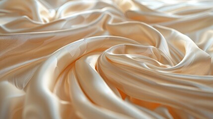 Poster - Close-up of beige fabric folds, rich textures, soft and silky surface, detailed view, elegant and flowing. Generative AI.