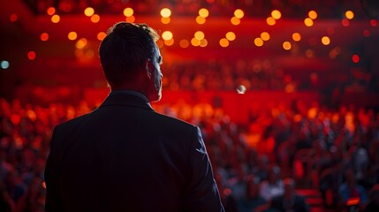 Wall Mural - Captivating Business Keynote Speech at Major Corporate Conference with Engaged Audience and Dynamic Visuals