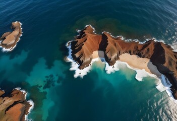 Beautiful beach scenery, high angle view of the sea