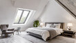 © netsay - Stylish white attic bedroom corner