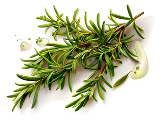 Poster - Illustrative Rosemary Branches Crafted to Resemble Sebaceous Glands