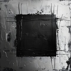Poster - Minimalist Black and White Frame with Textured Grey Background for Sleek and Sophisticated Looks