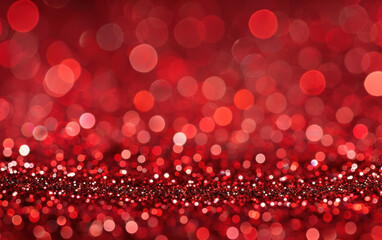 Poster - vibrant red glitter bokeh background with sparkling lights, ideal for festive occasions, celebration