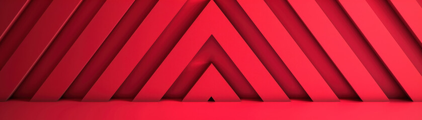 Poster - Abstract red geometric pattern with overlapping triangle shapes, creating a dynamic and modern background. Perfect for design and decoration.