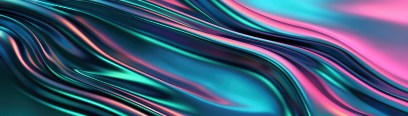 Poster - Abstract digital art with flowing, vibrant colors in turquoise, pink, and violet, creating a dynamic, fluid design with soft gradients and smooth curves.