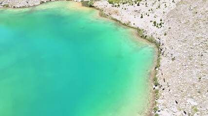 Wall Mural - The aerial views of Green Lake, a crater lake, is on the Gömbe Plateau, famous for its unique geographical riches.