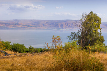  The Galilee region, the Sea of Galilee, and the Golan Heights, conflict zone between Israel and Syria.

