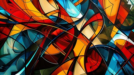 Poster - Bold contrast of sharp lines and organic patterns intertwining in a modern and artistic abstract background