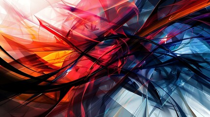 Poster - Bold contrast of sharp lines and organic patterns intertwining in a modern and artistic abstract background