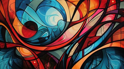 Poster - Bold contrast of sharp lines and organic patterns intertwining in a modern and artistic abstract background
