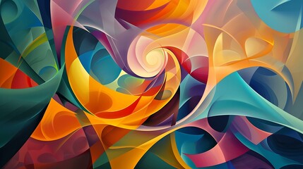Poster - Vivid blend of swirling colors and geometric shapes creating a dynamic and energetic abstract background
