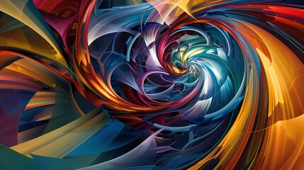 Poster - Vivid blend of swirling colors and geometric shapes creating a dynamic and energetic abstract background