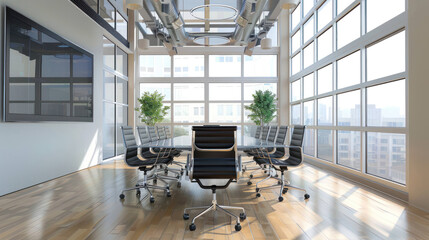 Poster - Modern Conference Room with Efficient Cassette Air Conditioners Fostering Productivity